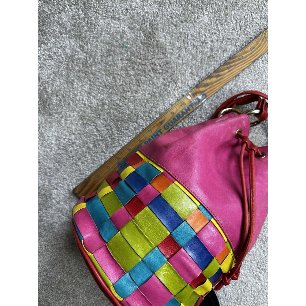 Joseph B Exclusive New York Colorful Woven Bucket Bag Boho Drawstring Crossbody - Picture 7 of 13